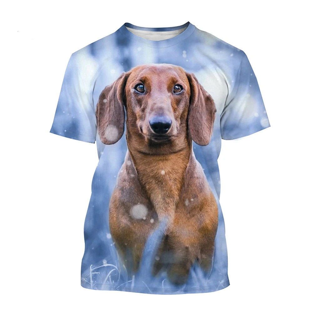 Funny Dachshund T-Shirts 3D Printed Streetwear Fashion Short Sleeve T Shirt Tees Tops
