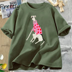 Funny T Shirt Cute Pet Dog Print Cotton Short Sleeve Tees Woman Clothing