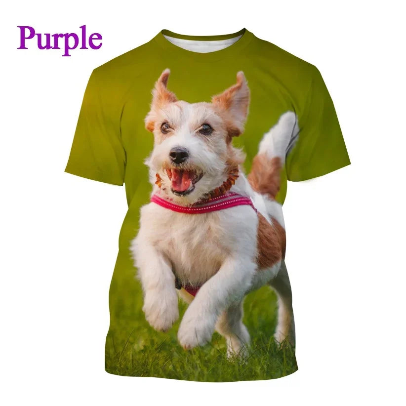 Jack Russell Terrier Dog 3D Printed T-shirt Cute Dog Print Unisex Casual Top Tees