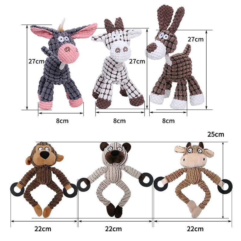 Donkey Plush Stuffed Dog Toy Squeaky Chew
