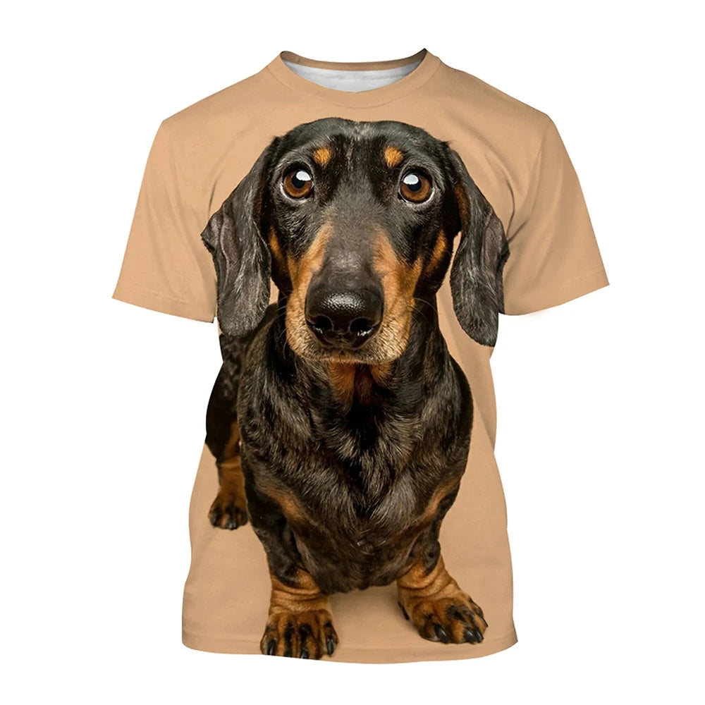 Funny Dachshund T-Shirts 3D Printed Streetwear Fashion Short Sleeve T Shirt Tees Tops