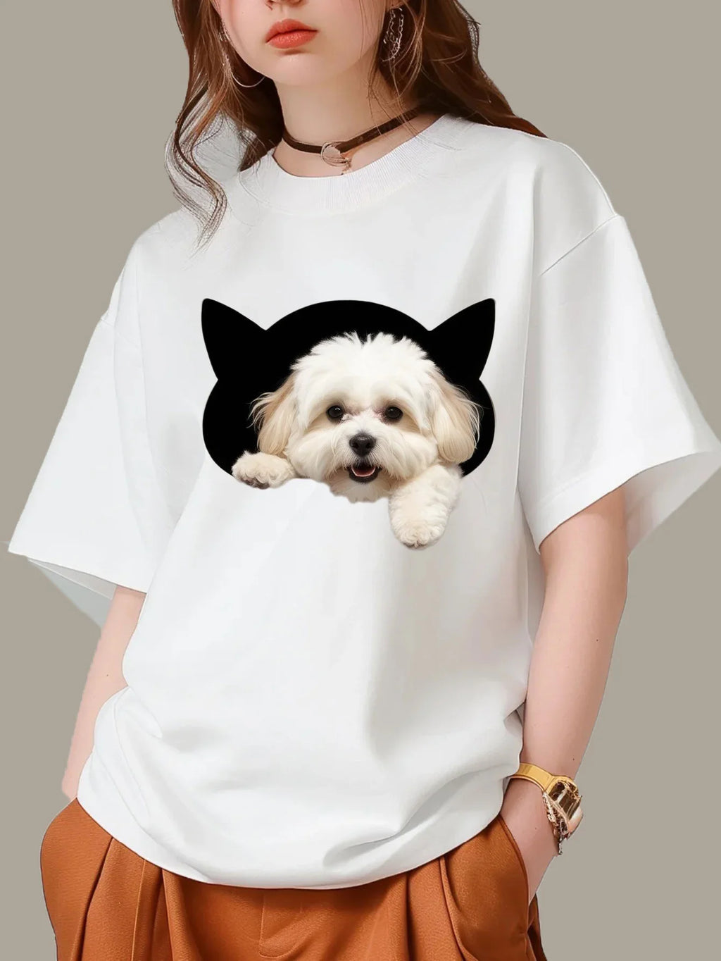 Fun & Cheerful Women Short Sleeve Round Neck T-Shirt Sporty Look