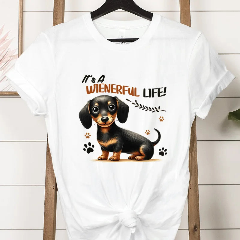 Cute Print T-shirts for Women Summer Short Sleeves Funn Streetwear
