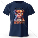 Funny Cartoon Dog Doodle Print 100% Cotton T-Shirt, Ultra Soft Round Neck Short Sleeve