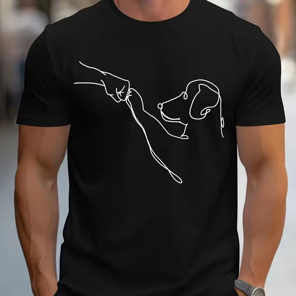 Round Neck Short-sleeved T-shirt Sporty Loose Funny Dog 3D Digital Printing
