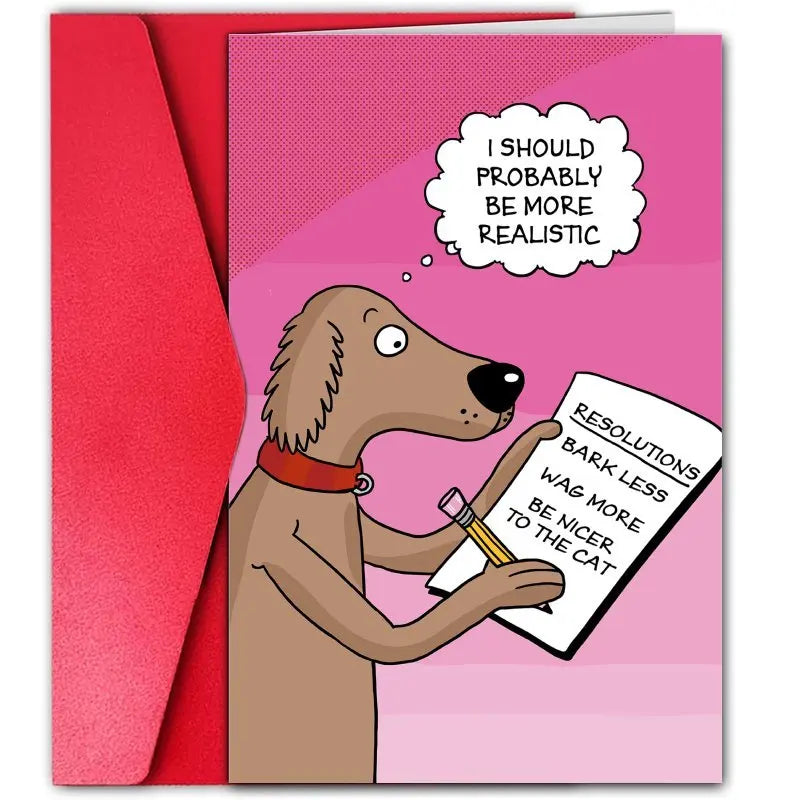 1pc, 2025 Happy New Year card, funny dog
