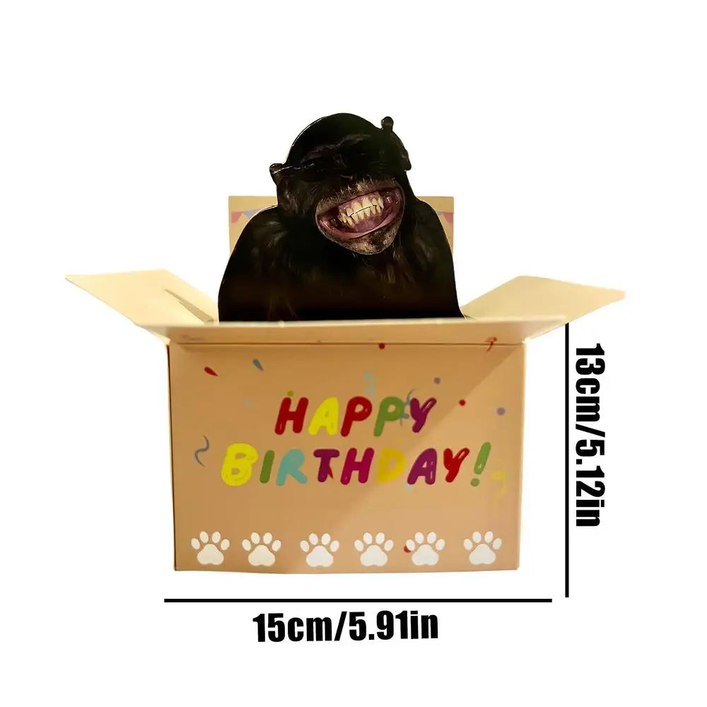 3D Popup Happy Birthday Card Dog or Monkey