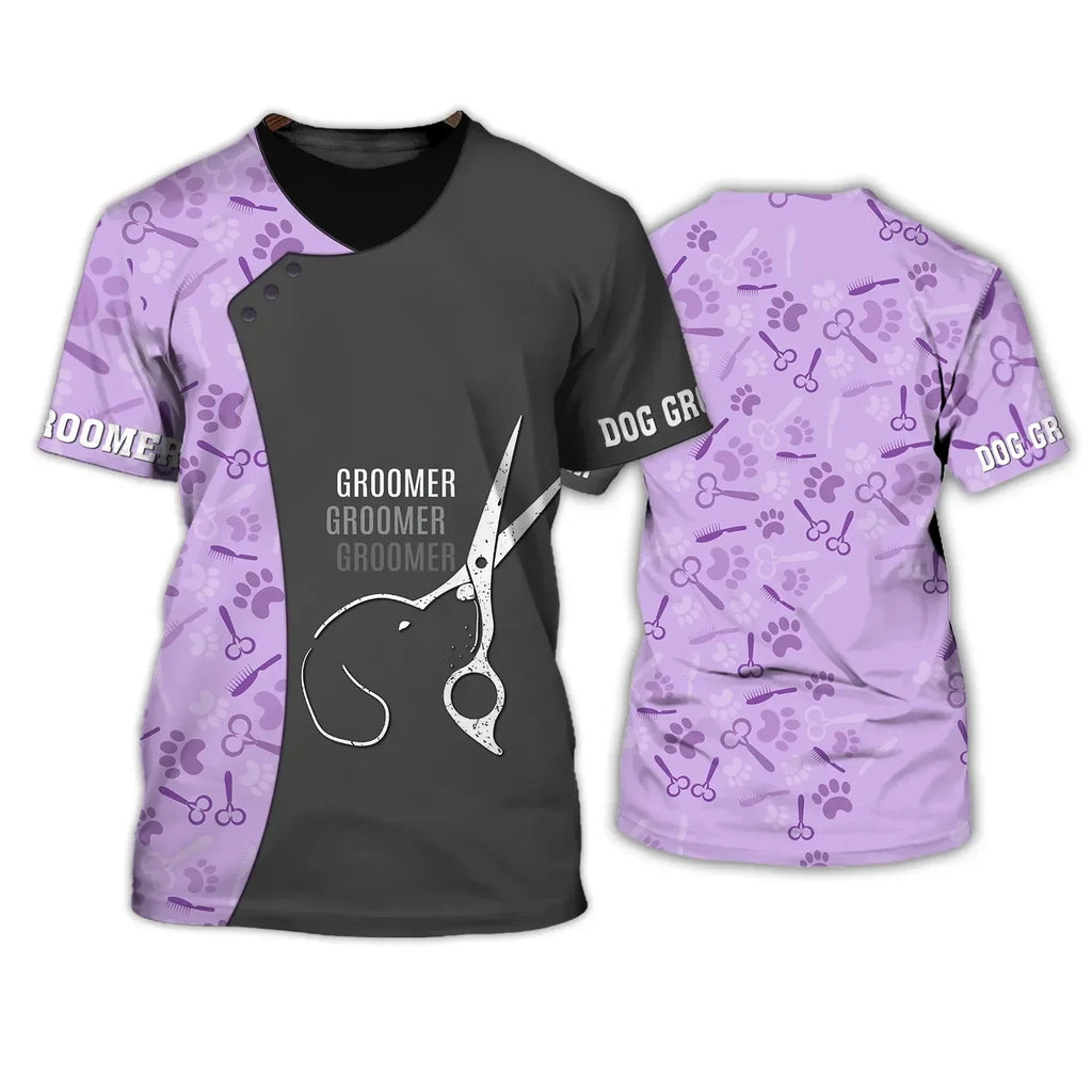 Pet Groomer Printed T-shirt Dog Unisex Summer Casual Fashion Designer Clothes
