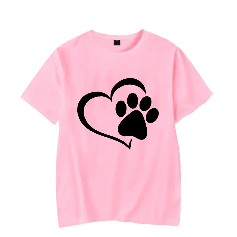 Luminous T-Shirt Women Top-Tees Clothes Graphic Dog Paw