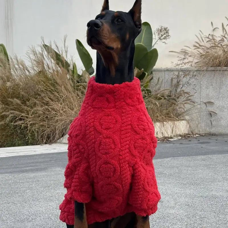 New Year Red Sweater Large Dogs Warm Knit Dog