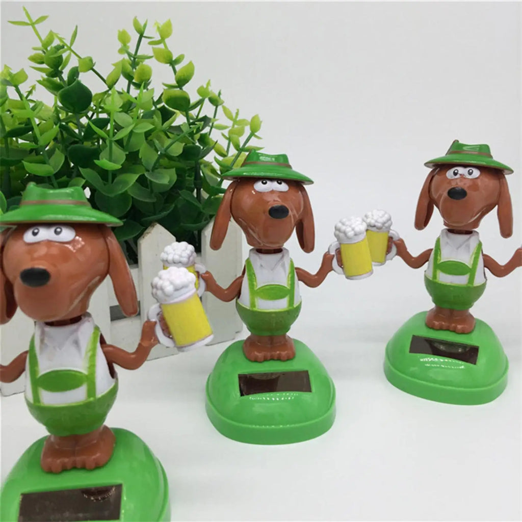 Car Bobble Head Toy Solar Powered Dancing Dog Swinging Animated Dashboard