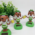 Car Bobble Head Toy Solar Powered Dancing Dog Swinging Animated Dashboard