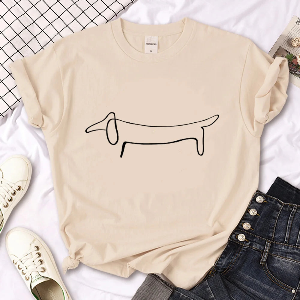 Dachshund t shirt women comic funny designer Tee