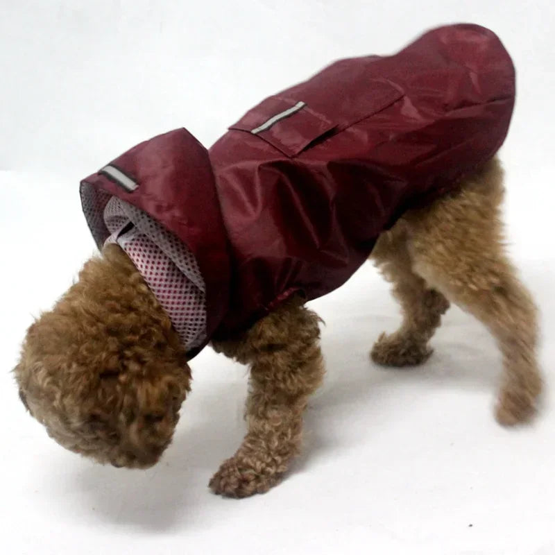 Dog Raincoat Waterproof Hoodie Jacket with Reflective Stripe Outdoor Dogs
