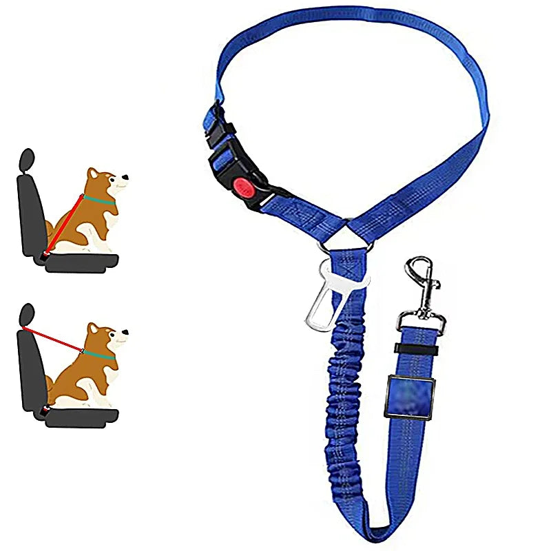 2 in 1 Adjustable Car Seat Belt Harness Clip Buckle Tether Travel for Dogs Pet Accessories
