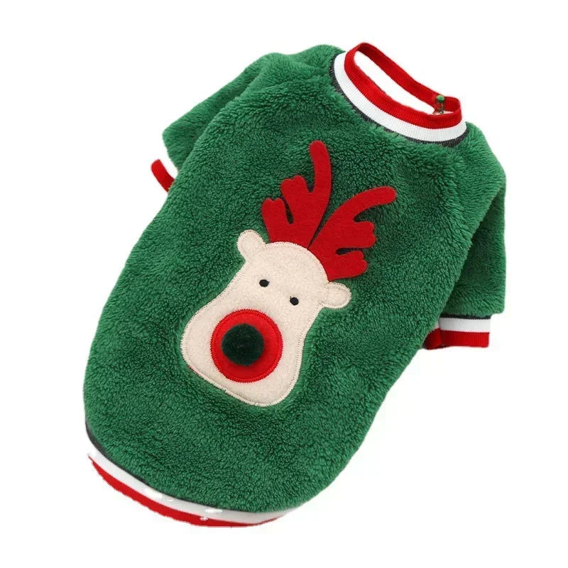 Elk Santa Claus Small Dog Hoodies Christmas