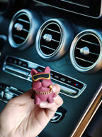 Cute Resin Bulldog Car Decoration With Gold Chain And Glasses – Fun Dashboard