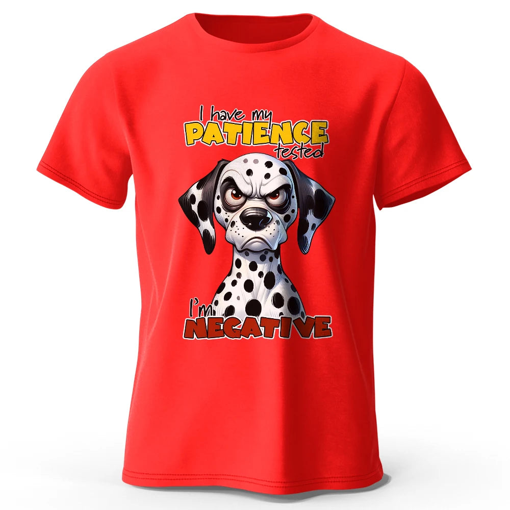 Cartoon Dog Portrait Print 100% Cotton T-Shirt, Soft Fabric Round Neck Short Sleeve Tee