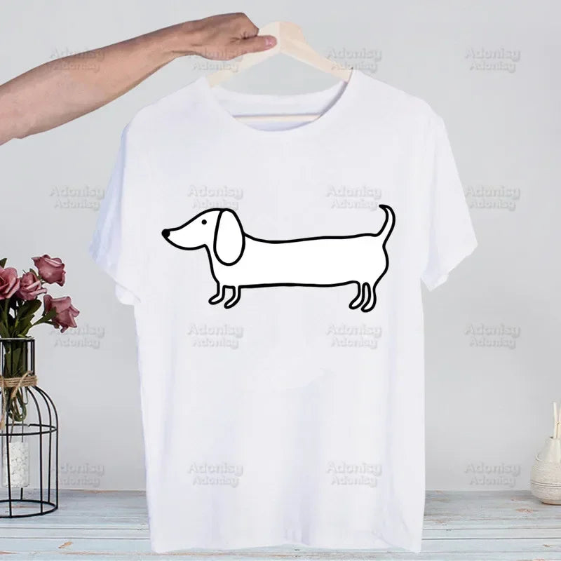 Dachshund Teckel Funny Cute Dog Animal Funny T Shirt Casual Short Sleeve
