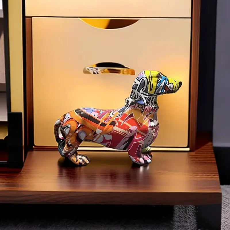 1 piece colorful dachshund figurine dog, home decoration bookshelf table top decoration.