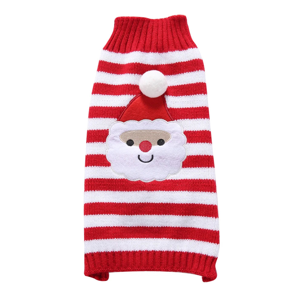 Christmas Elf Pattern Sweater Autumn Warm Pet Clothing