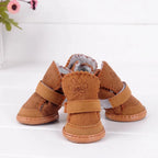 4pcs/set Dog Shoes Winter Warm Anti-slip for Small Medium Dogs Footwear