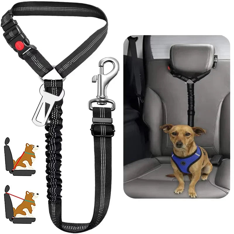 2 in 1 Adjustable Car Seat Belt Harness Clip Buckle Tether Travel for Dogs Pet Accessories