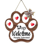 Dog Welcome Sign Wooden Plaque Hanging Paw