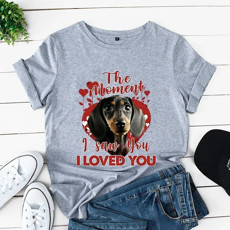 Dachshund Mom Print Women's Clothing Dog Lover T-Shirts Vintage