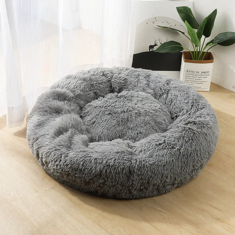 40-90cm Round Pet Bed Super Soft Plush Winter Warm Sleeping
