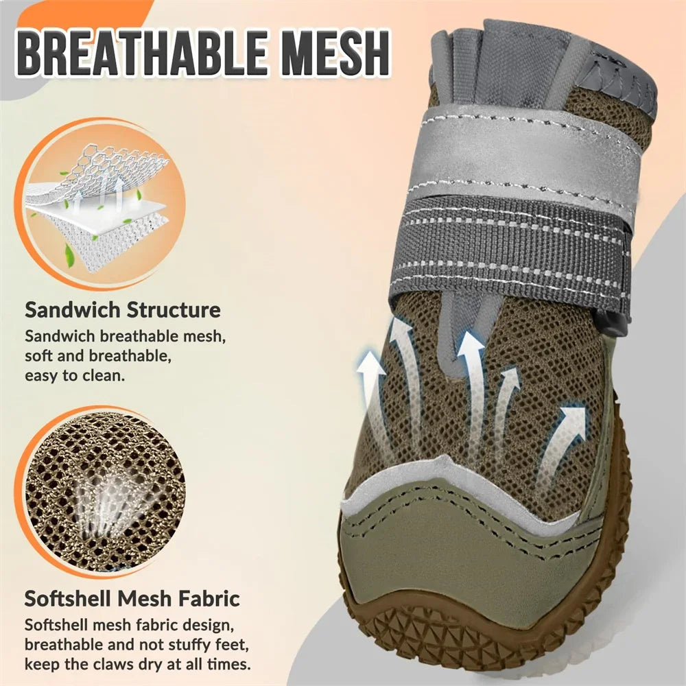 Breathable Anti Slip Booties for Large Medium Small Dogs Hot Pavement, Winter, Snow, Hiking