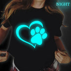 Luminous T-Shirt Women Top-Tees Clothes Graphic Dog Paw