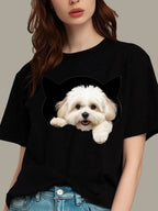 Fun & Cheerful Women Short Sleeve Round Neck T-Shirt Sporty Look