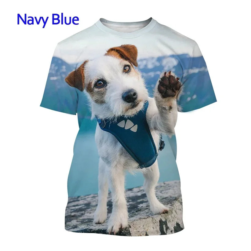 Jack Russell Terrier Dog 3D Printed T-shirt Cute Dog Print Unisex Casual Top Tees