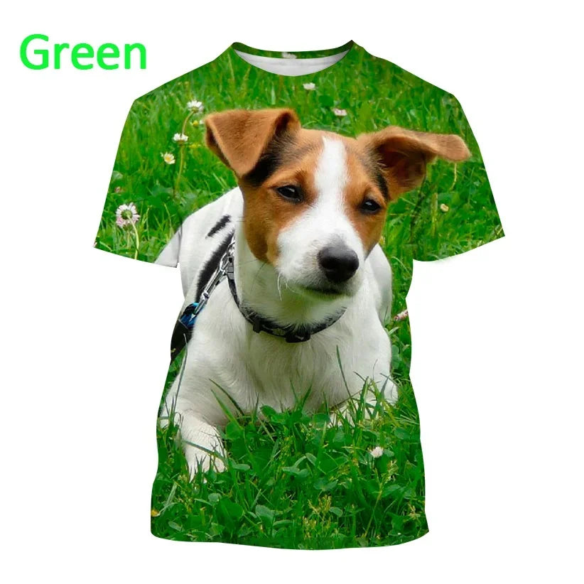 Jack Russell Terrier Dog 3D Printed T-shirt Cute Dog Print Unisex Casual Top Tees
