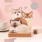 2026 New Cute Cat Dog Cartoon Desk Calendar