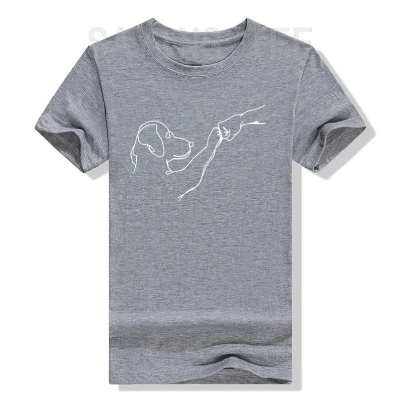 Punch Hand Dog Man Friendship Bump Dog's Paw T-Shirt Animal Lover