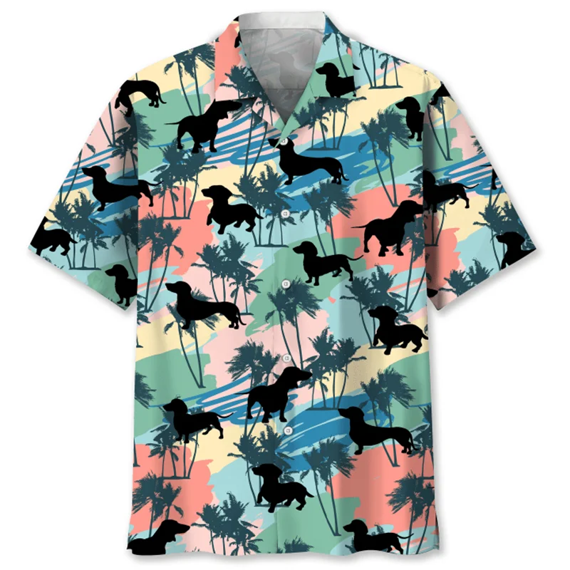 Cartoon Dachshund Dog 3d Printed Shirt Animal Pets Graphics Short Sleeves