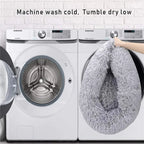 Round Pet Bed Super Soft Long Plush Winter Warm Sleeping