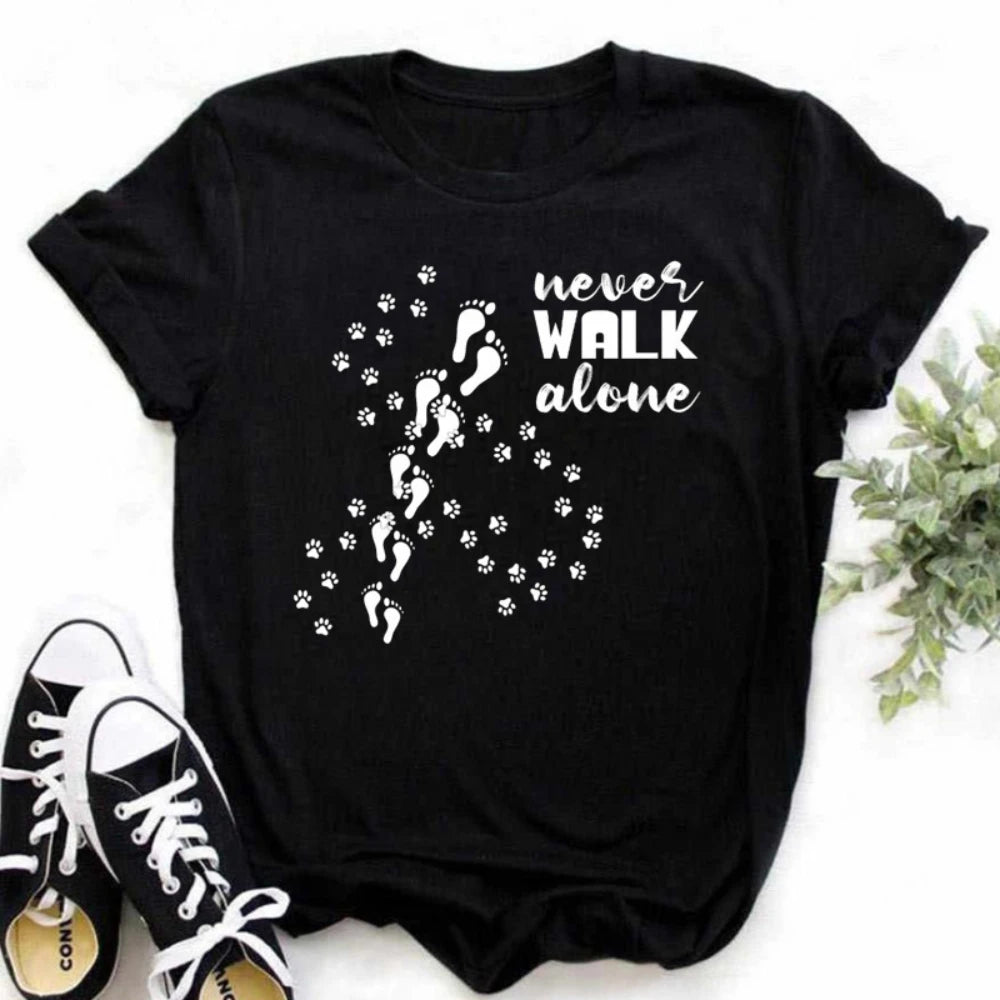 Human Foot Dog Paws Printed T-Shirt Funny Loose Casual Pet Owner Clothes