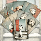 20pcs Retro Cute Dog Christmas Postcards Classic Illustration