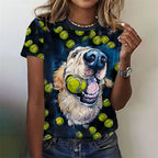 3D Printed Kawaii Cat Dog T-Shirt For Women Funny Animal Graphic Tees Summer Casual