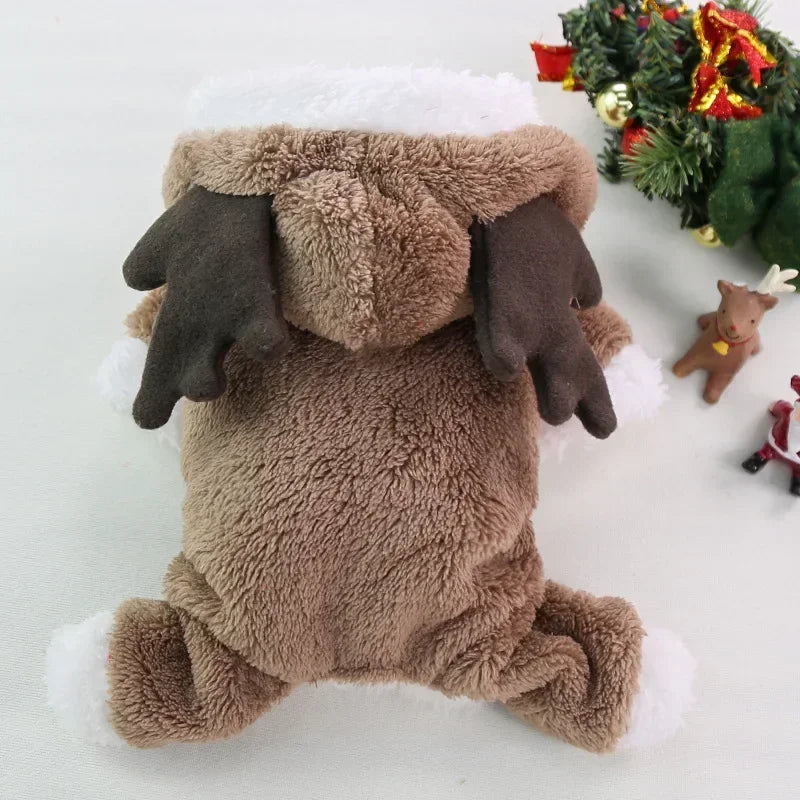 Elk Santa Claus Small Dog Hoodies Christmas