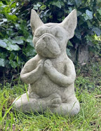 Yoga Pose Meditation Dog Resin Statue Prayer Zen French Bulldog Sculpture
