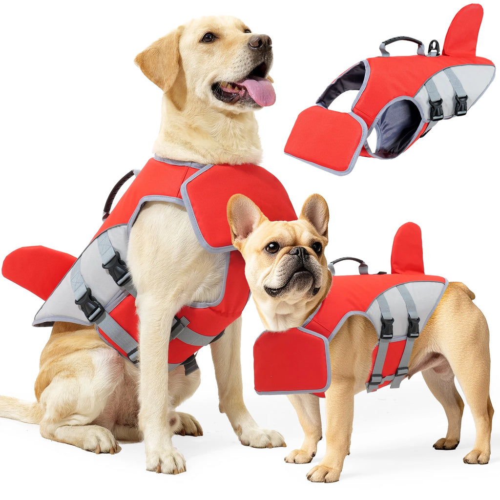 Dog Life Jacket With Reflective Stripes - Adjustable High Visibility Vest, Pet Preserver