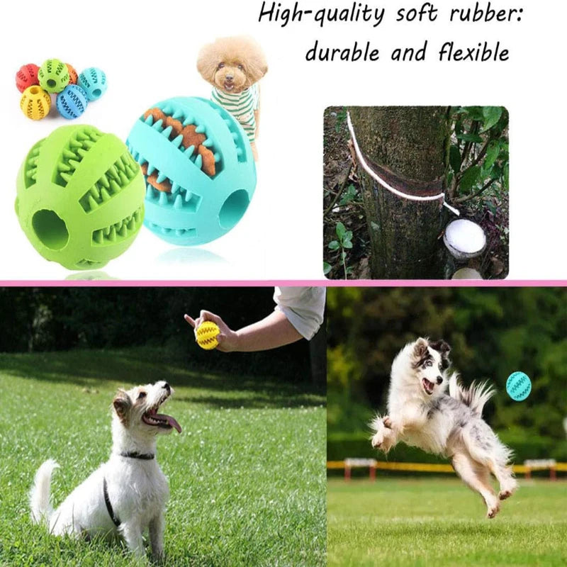 Dog Toy Interactive Rubber Ball Chewing Pet Tooth Cleaning Food Treat Feeder Silicone