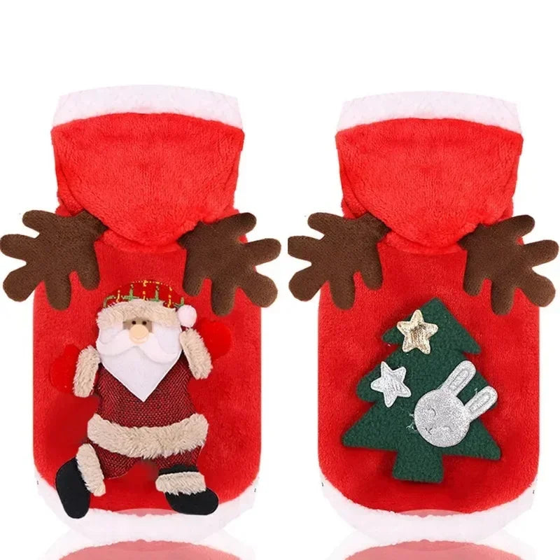 Elk Santa Claus Small Dog Hoodies Christmas
