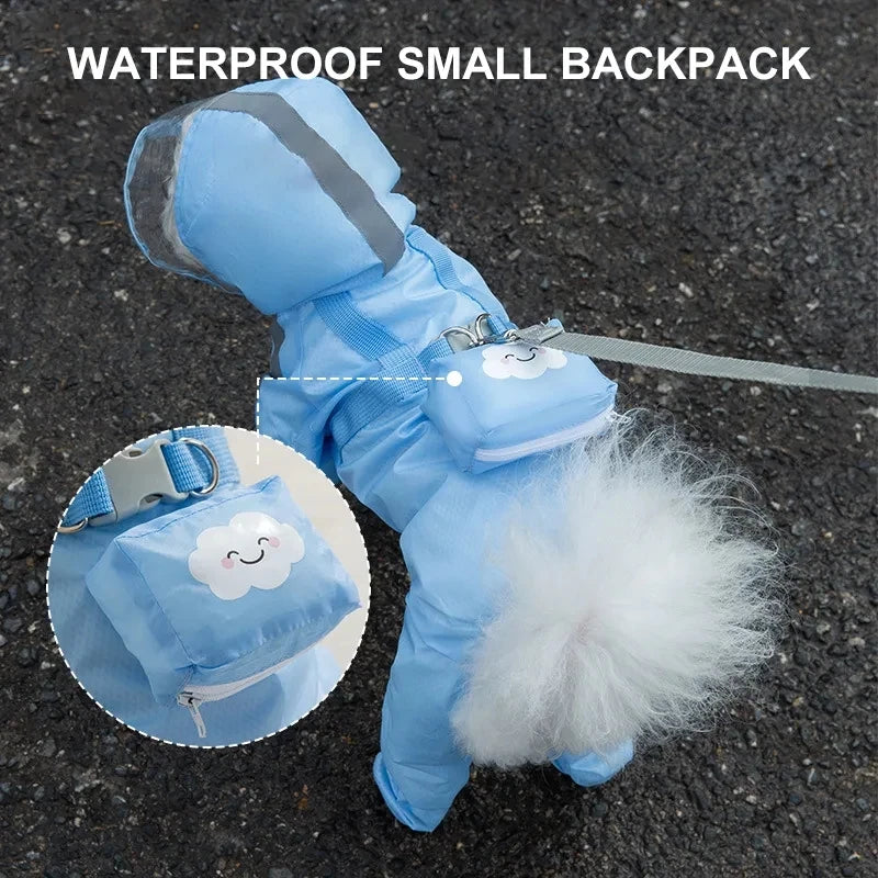 Pet Puppy Dog Raincoat Rain Jacket Coverage 4 Legs Full Body Protection Waterproof Rainboot Small Dogs Pet Teddy Raining Coat