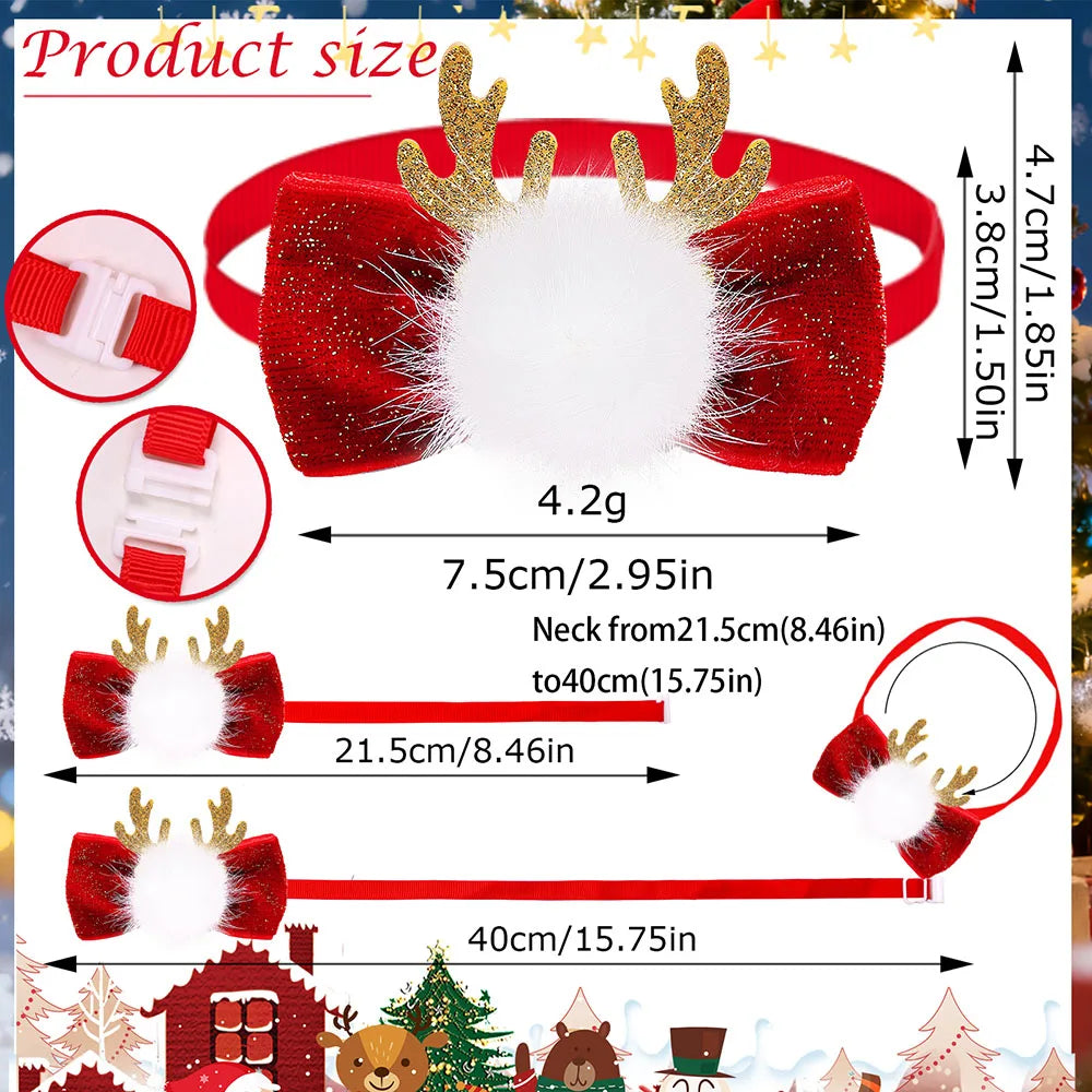 30PCS Fashion Bowties For Christmas Antlers Small Dog
