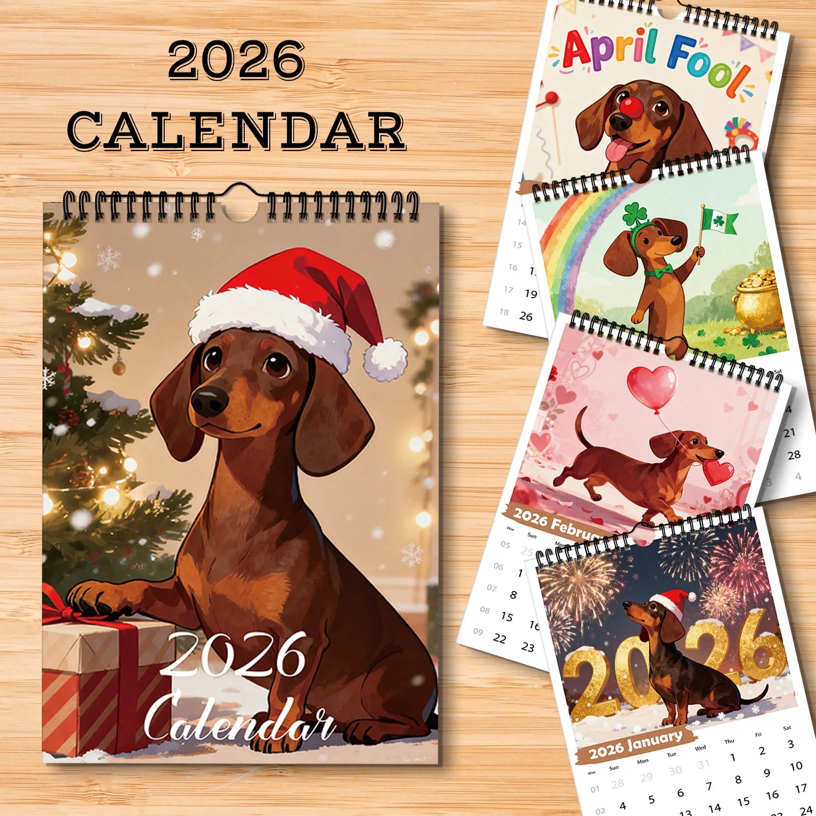 1PC 2026 Funny Dachshund Calendar